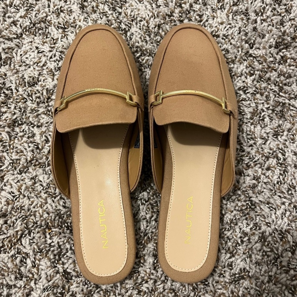 Tan Nautica mules